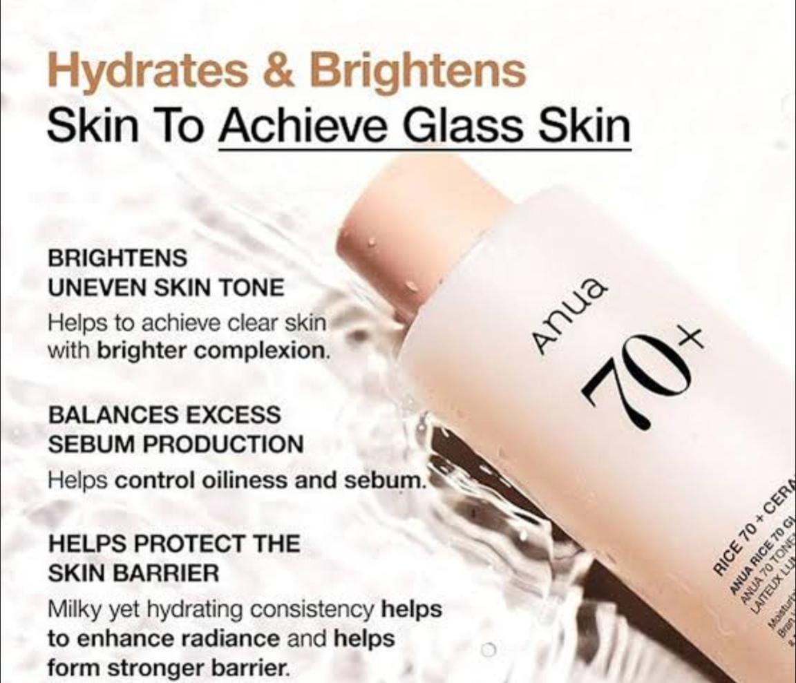 Anua Rice 70 Glow Milky Toner 250 ML Big size.